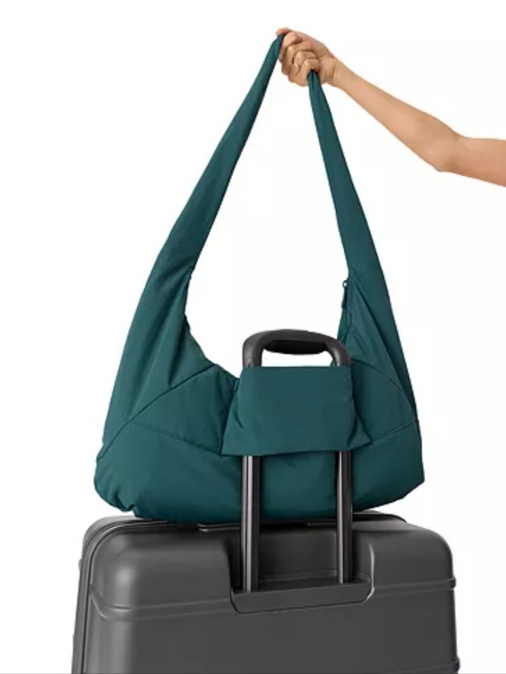 Beis The Oversized Crescent Catchall Bag In TEAL - Picture 4 of 9